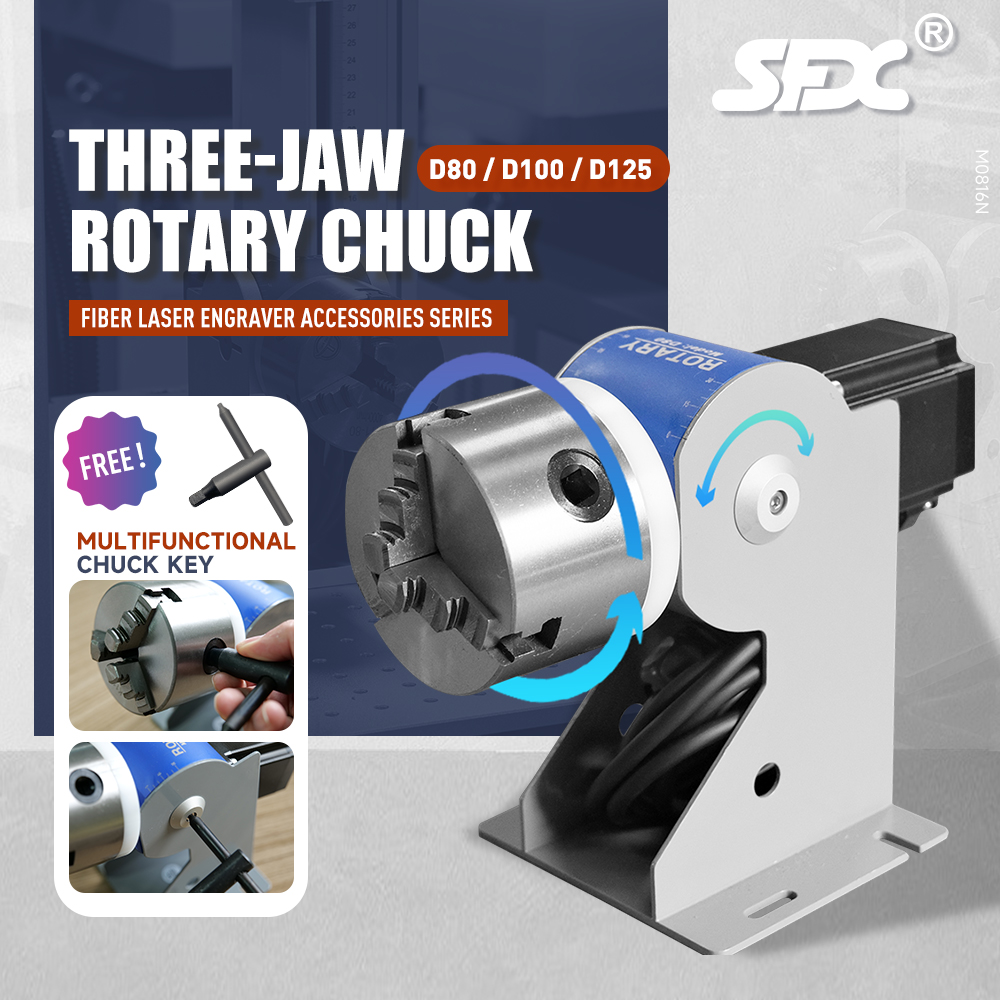 SFX D69 D80 D100 D125 Three-Jaw Rotary Chuck Rotary Axis for Fiber Laser Marking Machine